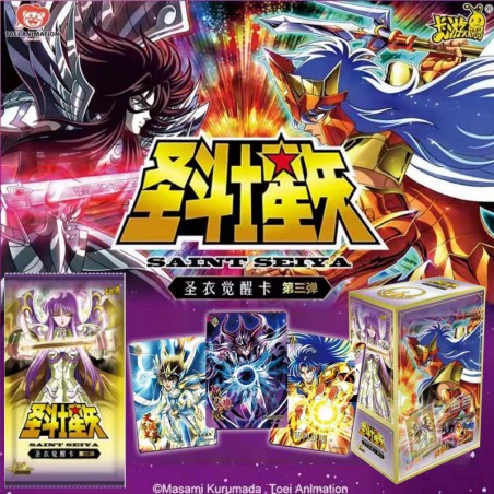 Booster Saint Seiya Série 3 Kayou Card, contenant des cartes exclusives inspirées de l’univers des Chevaliers du Zodiaque