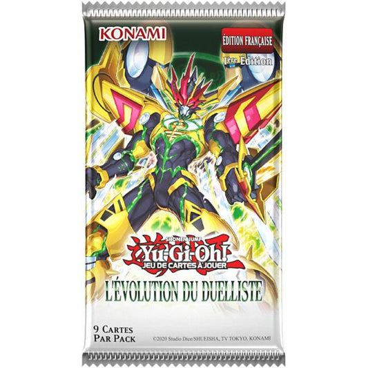 Booster Yu-Gi-Oh! L’Évolution du Duelliste en version française, contenant des cartes emblématiques et puissantes pour les duellistes passionnés