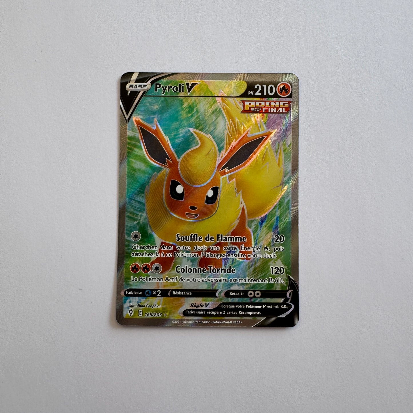 Carte Pokémon Pyroli V 169/203 Full Art en français