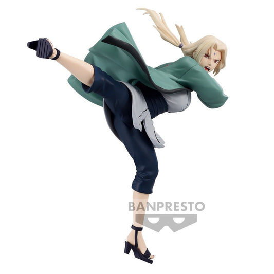 Figurine de Tsunade, 14 cm, issue de la gamme Figure Colosseum de Banpresto, représentant la cinquième Hokage avec ses détails soignés et son charisme unique.