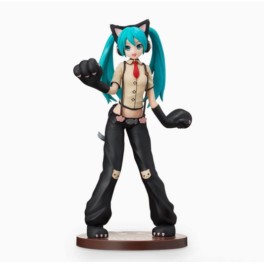 Figurine de Miku en tenue Nyanko – oreilles de chat et expression joyeuse – SEGA 24 cm