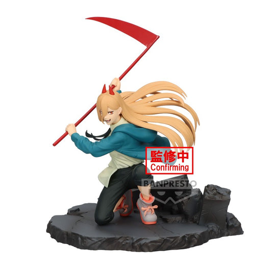Figurine de Power, 12 cm, issue de la gamme Vibration Stars de Chainsaw Man, capturant son énergie sauvage et son style unique en tant que chasseuse de démons.