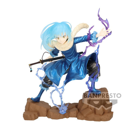 Figurine de Rimuru Tempest, 17 cm, de That Time I Got Reincarnated as a Slime, mettant en avant la forme humaine du slime réincarné avec des détails fins.