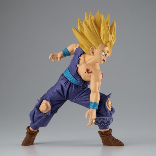 Figurine Super Saiyan Son Gohan vs Cell Match Makers 10 cm. Représentation dynamique du moment décisif de Dragon Ball Z, avec Gohan en Super Saiyan 2