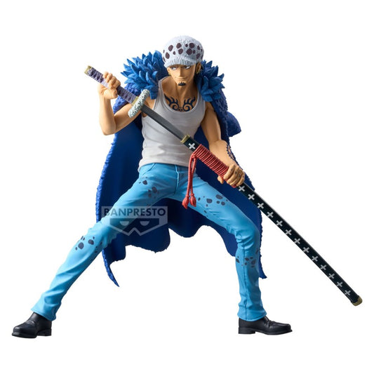 Figurine Trafalgar Law Grandista One Piece 22 cm. Une sculpture détaillée du capitaine des Heart Pirates avec son katana iconique et son look emblématique