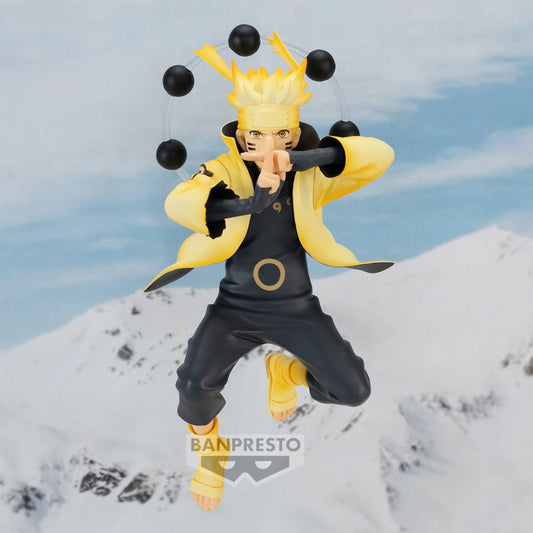Figurine Uzumaki Naruto Vibration Stars 14 cm de Banpresto, représentant le ninja légendaire dans une posture dynamique et détaillée