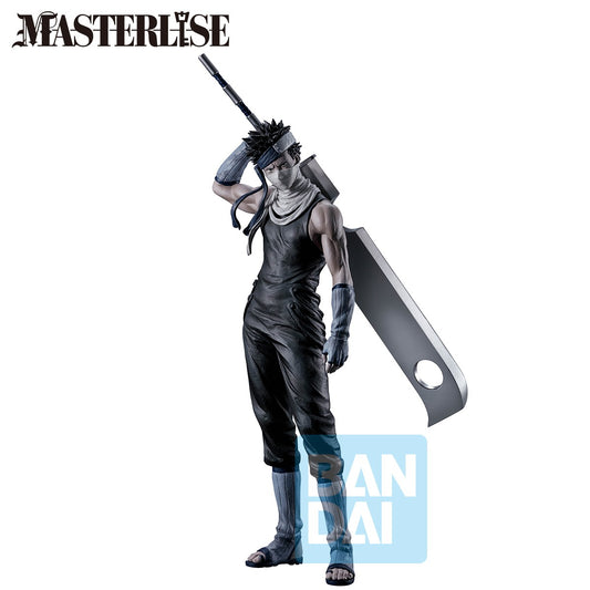 Figurine officielle Naruto Shippuden Ichibansho de Zabuza Momochi, hauteur environ 23-25 cm, pose menaçante avec son sabre Kubikiribōchō, détails peints à la main, PVC.