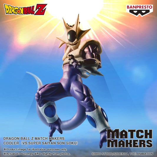 Figurine de 17 cm de Cooler de Dragon Ball Z, issue de la gamme Match Makers de Banpresto. Pose imposante et détails précis, capturant la puissance redoutable du frère de Freezer en pleine action.