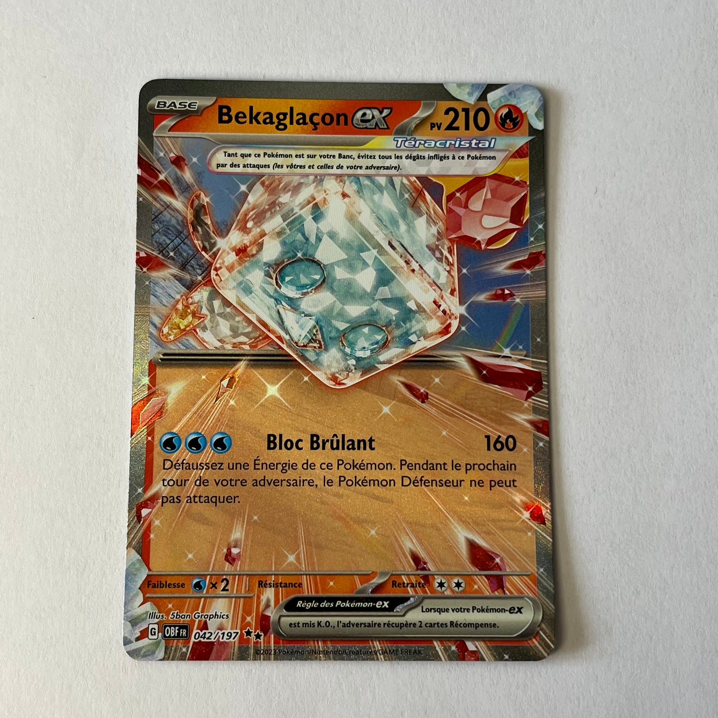 CARTES POKEMON BEKAGLACON EX 042/197 FR
