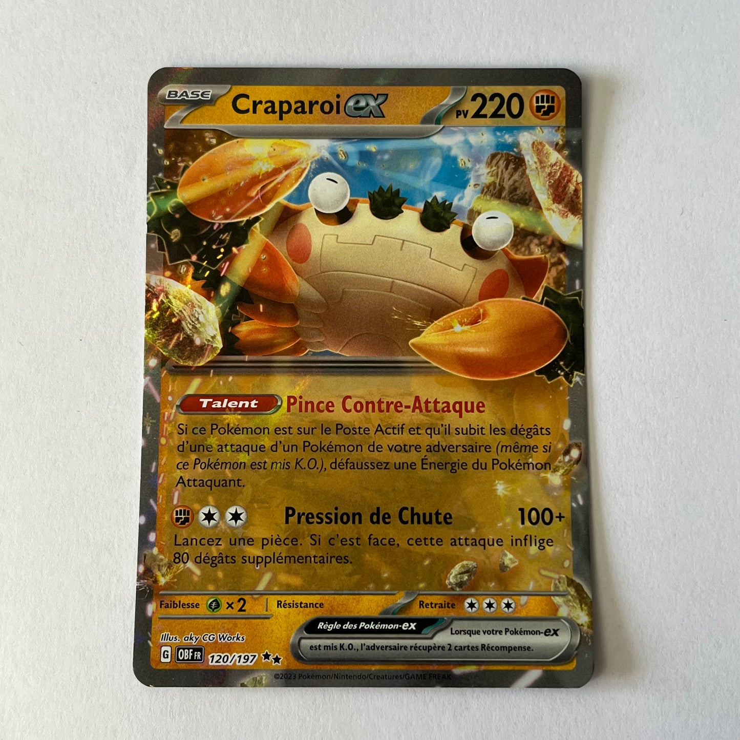 CARTES POKEMON CRAPAROI EX 120/197 FR