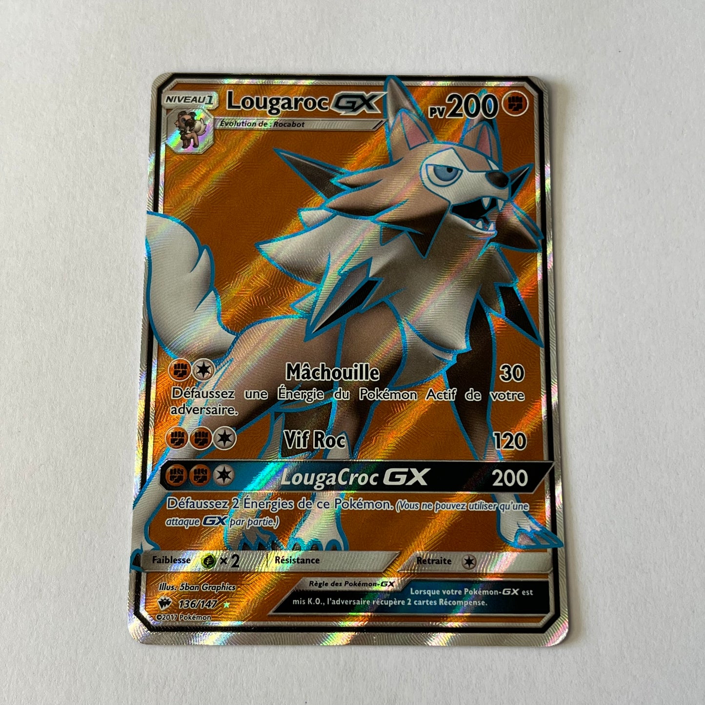 CARTES POKEMON LOUGAROC GX 136/147 FR