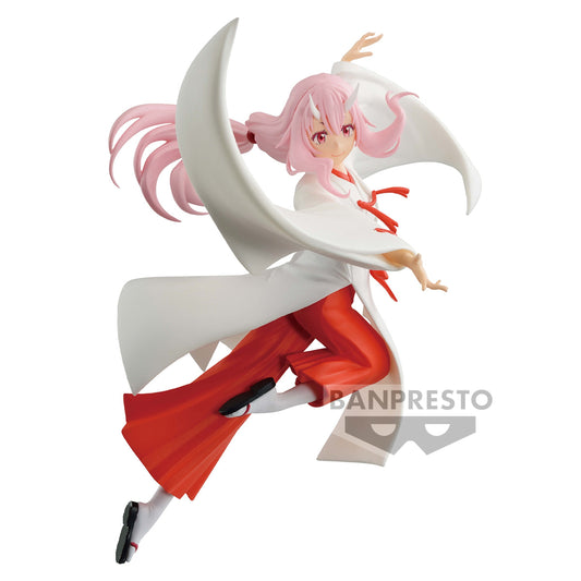 Admirez cette figurine dynamique de Shuna de Moi, quand je me réincarne en slime, créée par Banpresto. Avec une hauteur de 17 cm, Shuna est représentée dans une pose énergique et expressive, mettant en avant sa beauté et sa force. Les détails soignés de son costume et de son visage ajoutent à la magie de cette pièce.