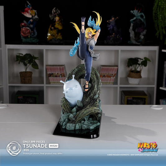 Statue Tsunade Ikigai 1/6 par Tsume, limitée à 599 exemplaires, montrant la légendaire ninja de Naruto Shippuden avec Katsuyu dans une scène d'action.