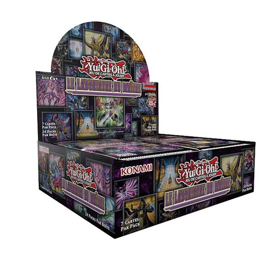 Boîte de 24 boosters Yu-Gi-Oh! "Le Labyrinthe du Maître". Langue française, avec 60 nouvelles cartes exclusives inspirées de l'univers de Battle City.