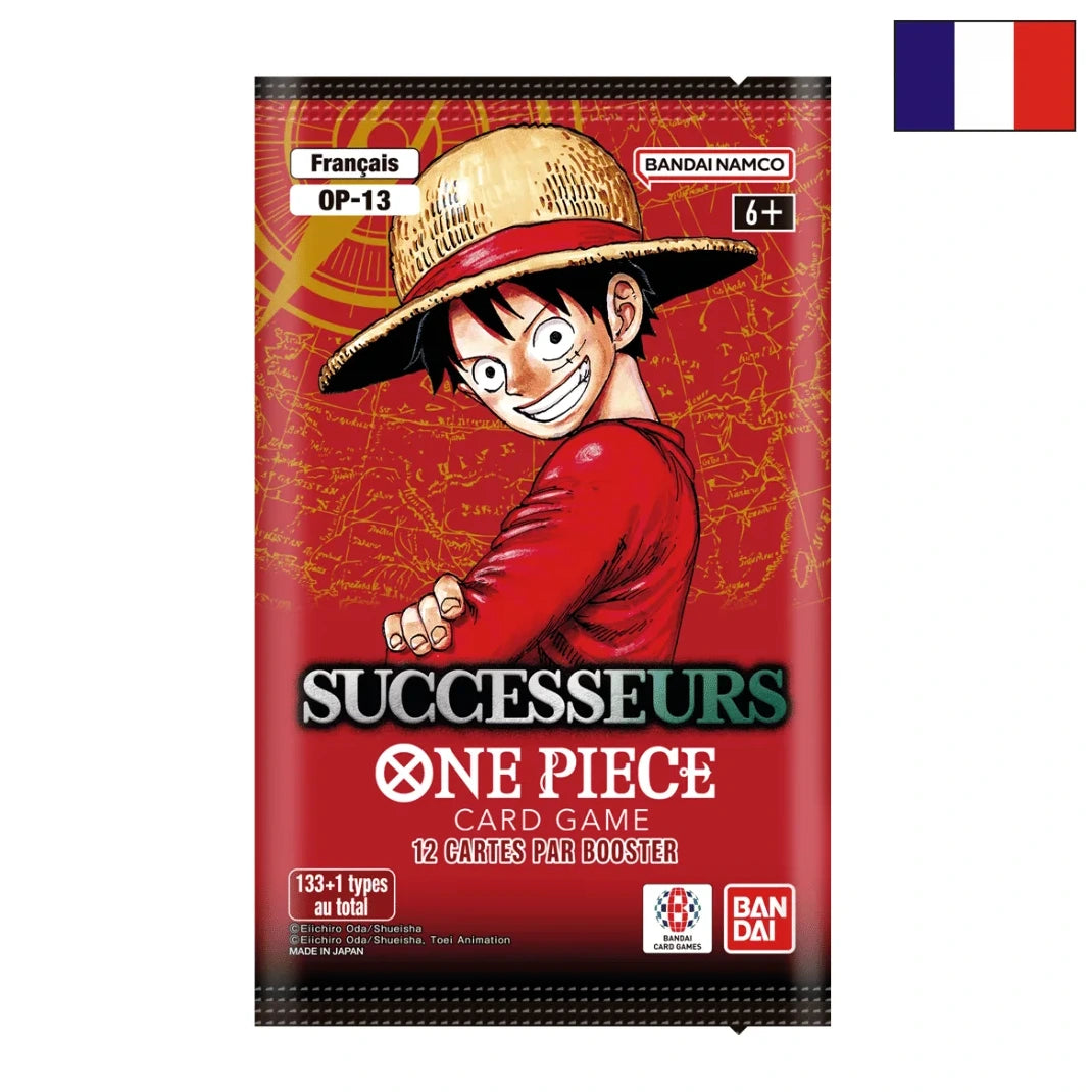 Booster One Piece Card Game OP-13 Successeurs contenant 12 cartes, extension centrée sur les héritiers et la nouvelle génération.