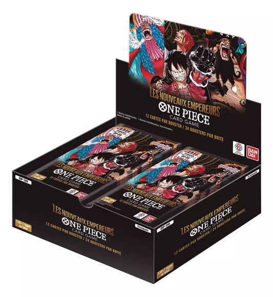 Display One Piece Card Game OP-09 Les Nouveaux Empereurs avec 24 boosters de 12 cartes, extension officielle du jeu de cartes One Piece.