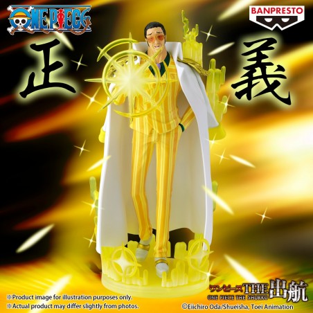 Figurine Borsalino Special Edition The Shukko Logia issue de One Piece, représentant l’Amiral Kizaru utilisant ses pouvoirs lumineux.