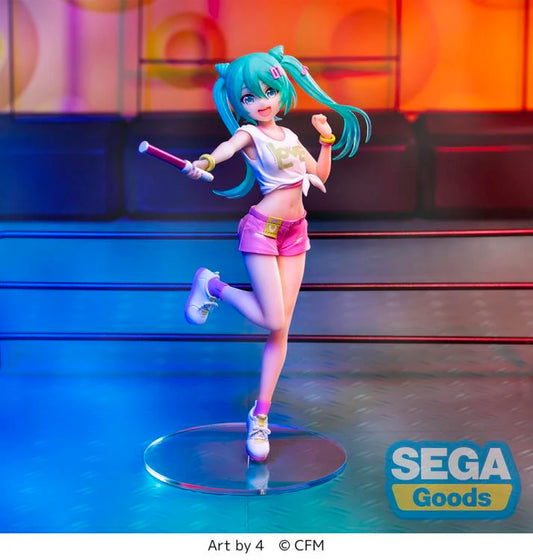 Figurine de Hatsune Miku en version Live Audience Luminasta 20 cm par Sega, représentant la chanteuse virtuelle sur scène avec détails réalistes.