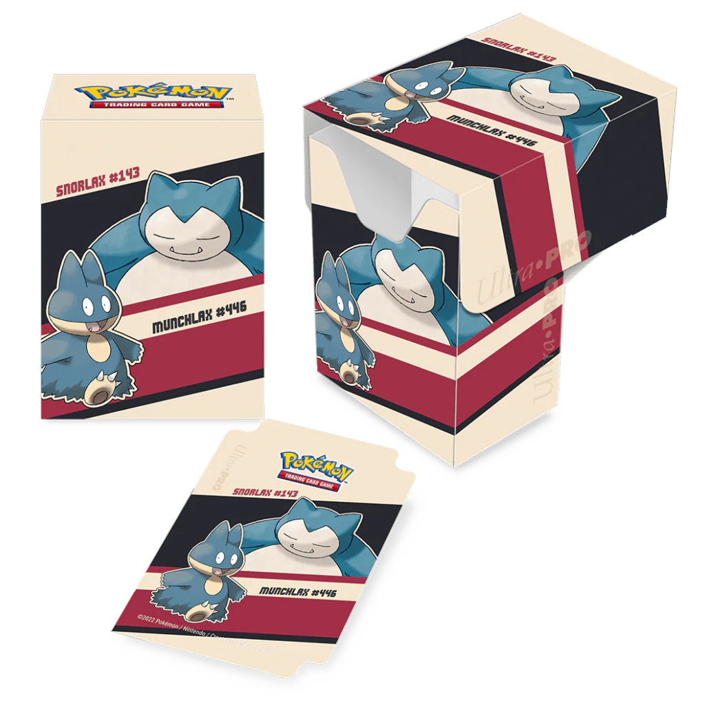 Deck Box Pokémon Ultra Pro Ronflex & Goinfrex pour 80 cartes sous protèges-cartes.
