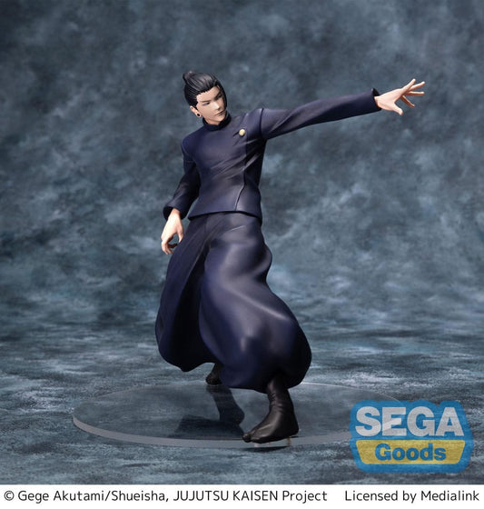 Figurine Suguru Geto "Strong Duo" Luminasta de 17 cm issue de Jujutsu Kaisen, en posture imposante avec une tenue noire traditionnelle