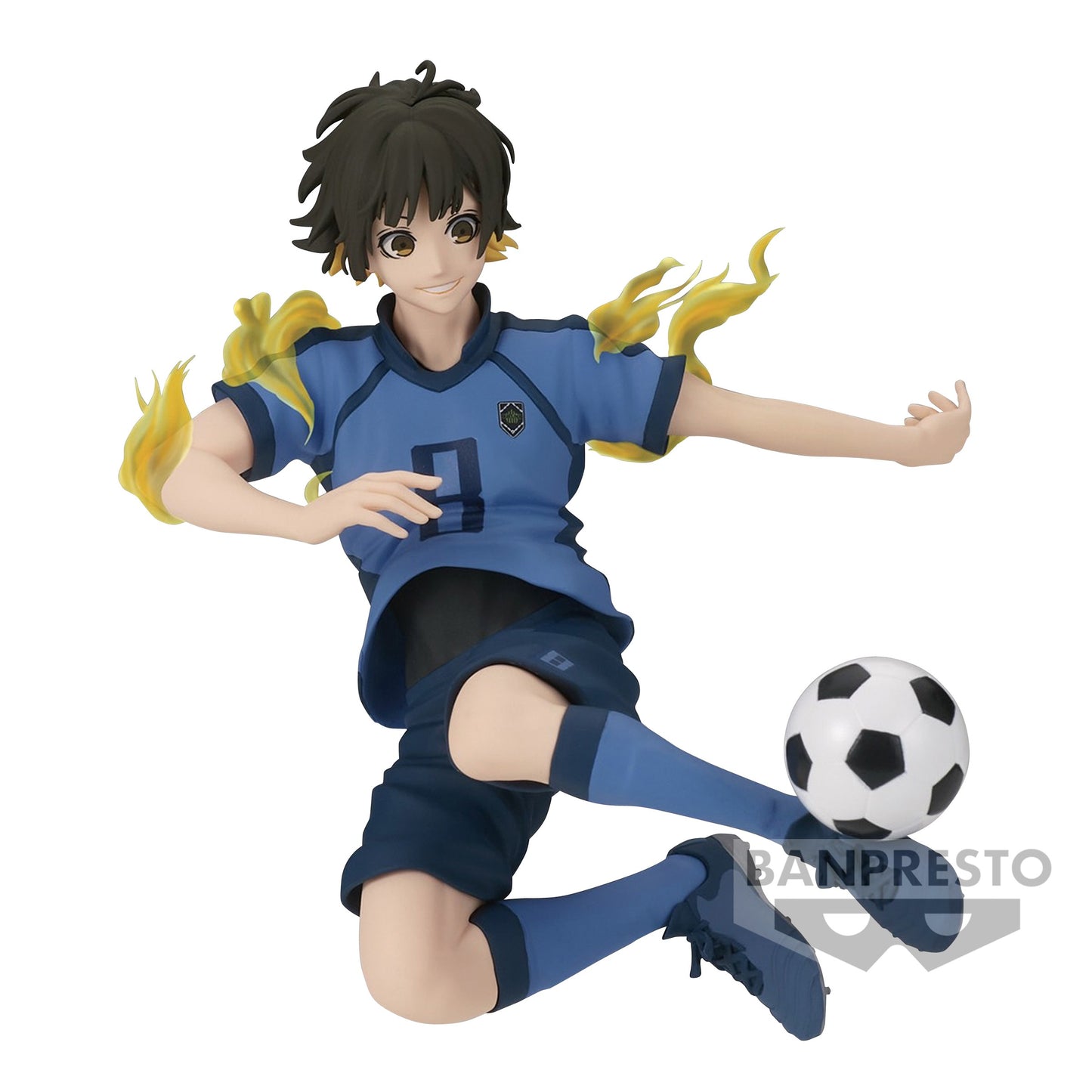 Voici la figurine de Meguru Bachira de Blue Lock, réalisée par Banpresto et mesurant 12 cm. Dans une pose dynamique avec le ballon, Bachira incarne l'esprit créatif et la passion du football, parfaite pour les amateurs de la série.