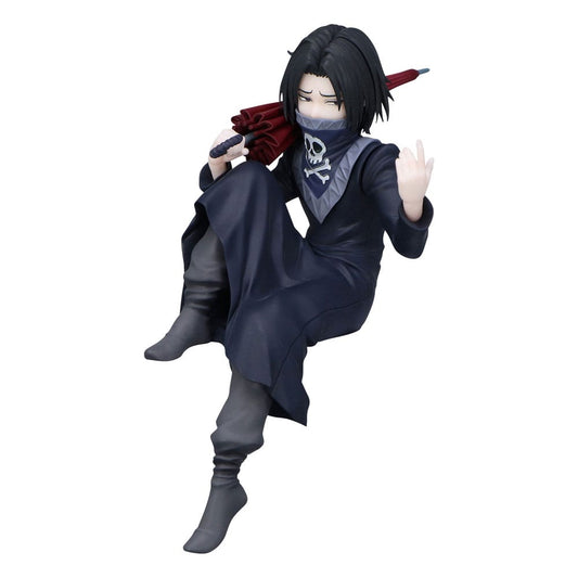 Figurine Feitan Noodle Stopper de 14 cm issue de Hunter x Hunter. Le personnage est représenté dans une posture assise, avec un regard froid et des détails fidèles à l’anime. Une pièce impressionnante qui capture l’intensité du membre de la Brigade Fantôme.