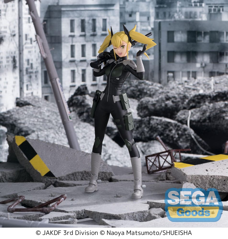 Voici la figurine de Kikoru Shinomiya de Kaiju No. 8, réalisée par Sega dans la gamme Luminasta, mesurant 20 cm. Elle est représentée en pleine action avec son armure de combat, montrant son courage et sa puissance face aux Kaiju, idéale pour tous les fans de la série.