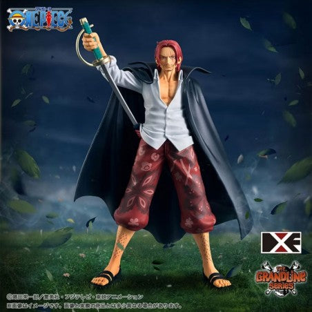 Figurine Shanks 17 cm One Piece DXF The Grandline Series Extra. Pose imposante et détails fins mettant en valeur la puissance et le charisme du capitaine