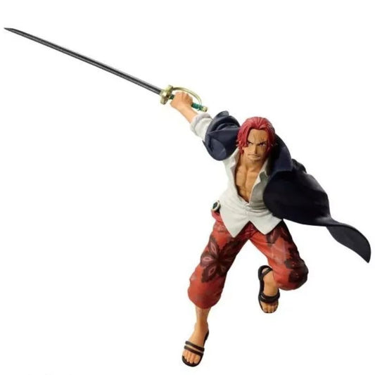 Figurine de Shanks, 17 cm, de la gamme Battle Record Collection de One Piece, représentant le puissant capitaine des Pirates du Roux avec des détails soignés.