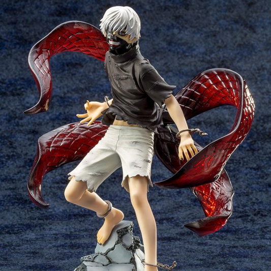 Figurine de Ken Kaneki de Tokyo Ghoul, réalisée par KOTOBUKIYA, mesurant 23 cm. Cette statue capture Kaneki dans une posture déterminée, fidèle à son personnage emblématique de ghoul. Parfaite pour les fans du manga et de l'anime.