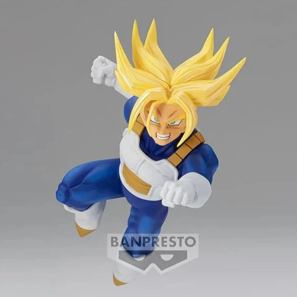 Figurine de Trunks en Super Saiyan en pleine action, réalisée par Banpresto. Cette figurine dynamique capture toute la puissance et l’énergie du personnage, prêt à défendre la Terre avec son énergie incroyable. Parfaite pour les collectionneurs de Dragon Ball Z.