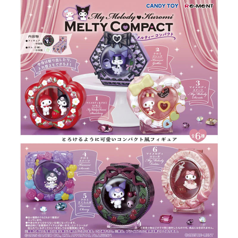 MY MELODY & KUROMI MELTY COMPACT RE-MENT BLIND BOX (ALÉATOIRE)