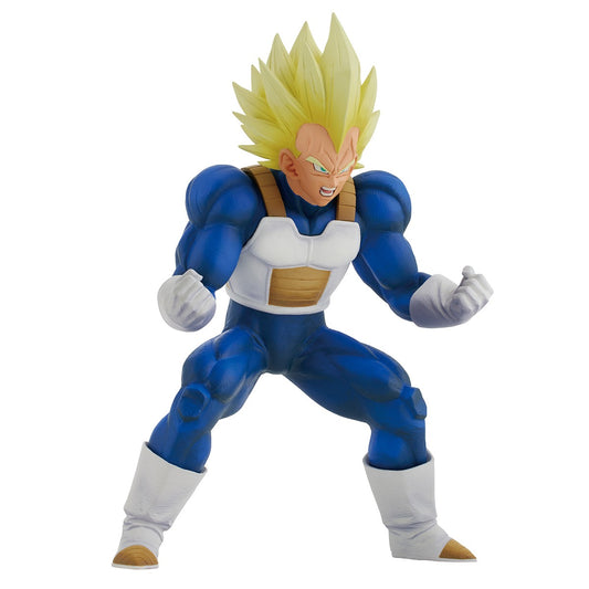 Admirez cette figurine de Vegeta Super Saiyan, mesurant 22 cm, de la gamme iCHIBANSHO de Bandai. Vegeta, avec ses cheveux jaunes et son physique impressionnant, est capturé dans une posture dynamique, reflétant toute la puissance et la détermination du prince des Saiyans dans Dragon Ball Z.