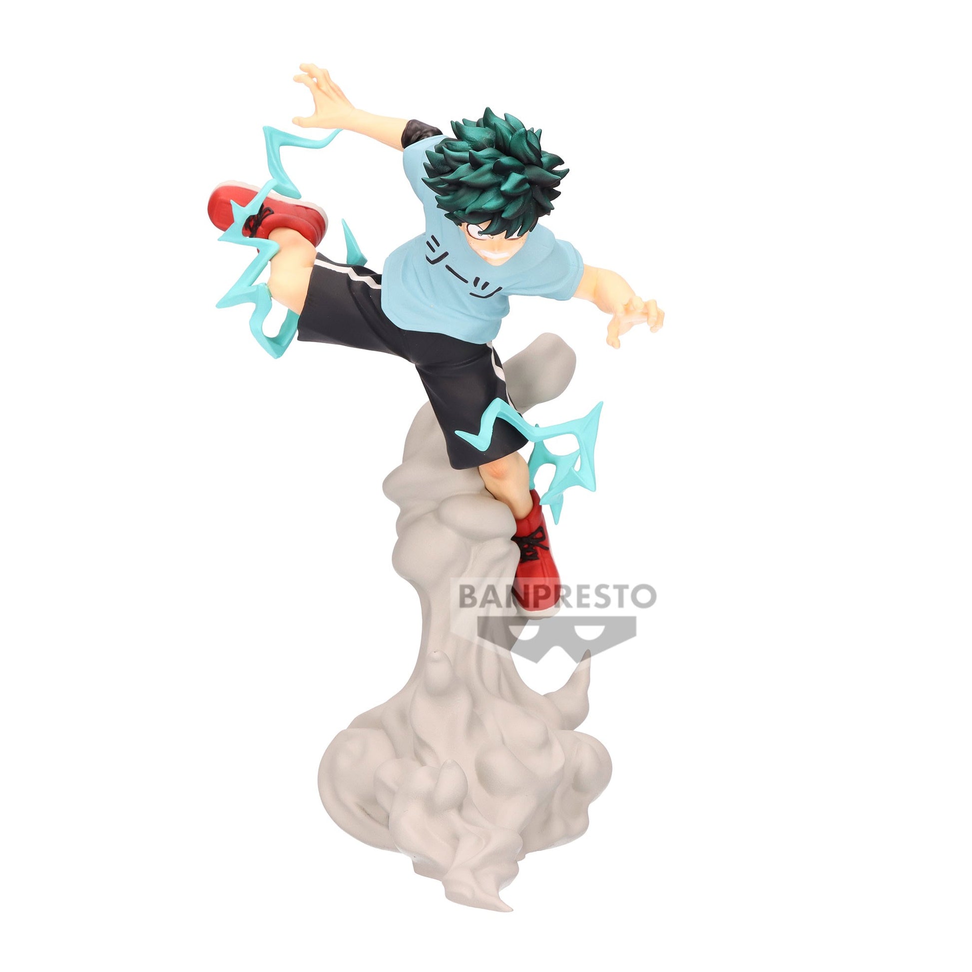 Voici la figurine d'Izuku Midoriya de My Hero Academia, réalisée par Banpresto et mesurant 11 cm. Dans une pose dynamique, Midoriya incarne la détermination et le courage qui le caractérisent, parfaite pour les amateurs de la série.