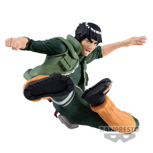 Admirez la figurine vibrante de Guy Maito, de la gamme Vibration Stars par Banpresto, tirée de l'univers de Naruto. Mesurant 20 cm, cette figurine capture Guy en pleine action, dans une pose dynamique qui reflète parfaitement son expertise en Taijutsu. Avec sa fameuse combinaison verte et son expression résolue, il semble prêt à libérer toute son énergie.