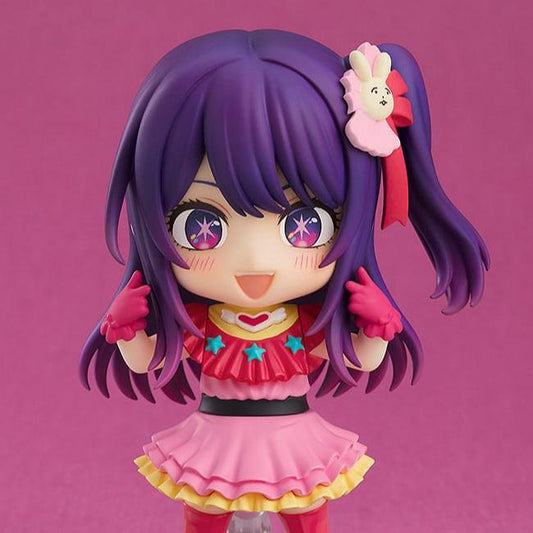 Figurine Nendoroid d’Ai Hoshino de Oshi no Ko, mesurant 10 cm. Représentant la célèbre idole avec un design adorable et des accessoires personnalisables.