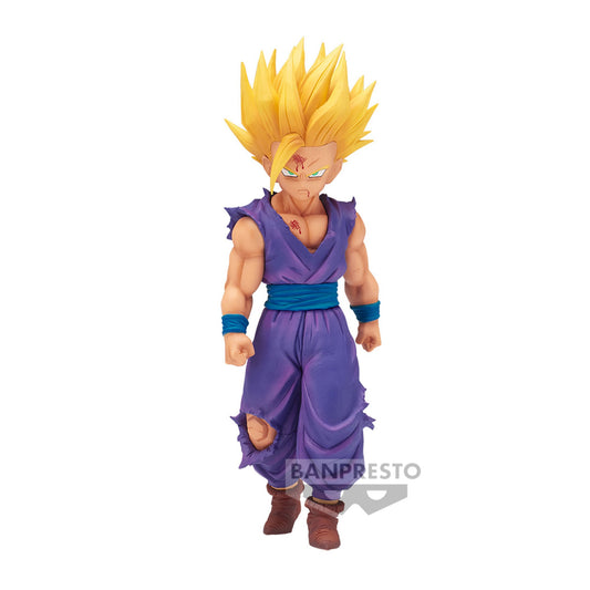 Figurine de 16 cm de Son Gohan en Super Saiyan, issue de la collection Solid Edge Works de Banpresto. Détails soignés et pose dynamique capturant la puissance et la détermination de ce héros de Dragon Ball Z.