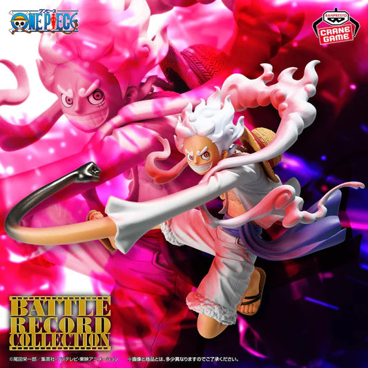 Figurine Monkey D. Luffy Gear 5 Special Ver Battle Record Collection issue de One Piece, représentant Luffy dans sa transformation éveillée emblématique.