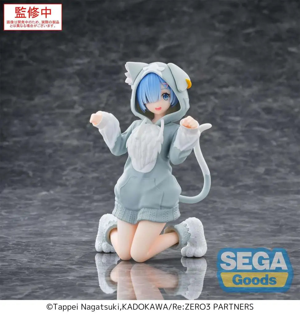 Figurine Rem Mofumofu Pack Yumemirize issue de Re:ZERO, représentant Rem dans une version douce et cocooning avec accessoires moelleux