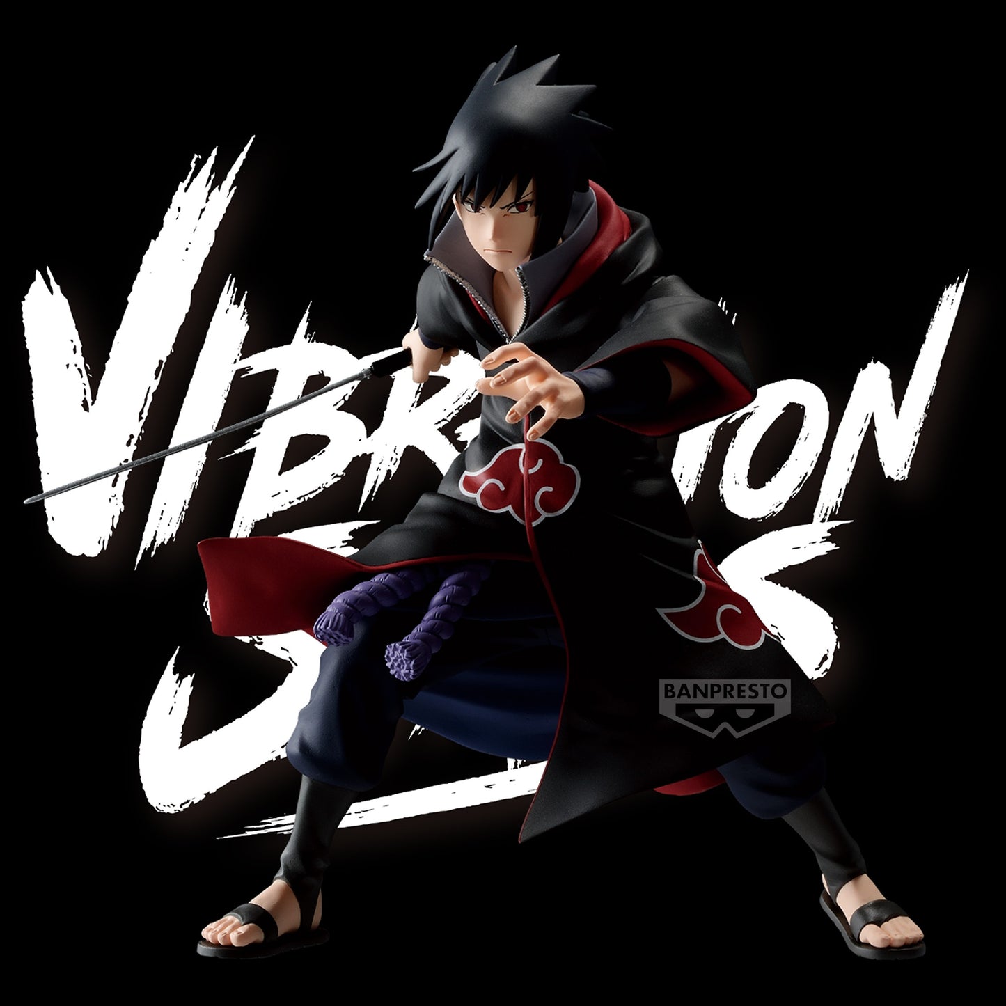 Figurine Vibration Stars de Sasuke Uchiha 14 cm, en pleine posture de combat, inspirée de l’anime Naruto Shippuden