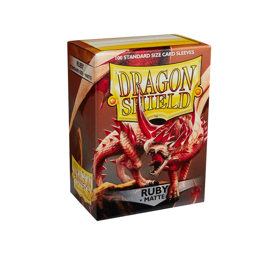 boite de 100 pochettes de protection pour cartes de format Pokemon, Magic, Dragon ball, One piece... 
rouge ruby et matte, d'excellente qualité