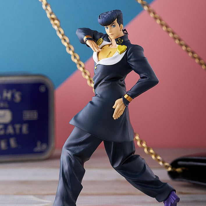 Figurine Pop Up Parade de Josuke Higashikata de JoJo's Bizarre Adventure, 19 cm, vue de face, montrant les détails précis et la qualité exceptionnelle de la sculpture.